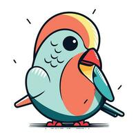Vector illustration of cute cartoon parrot in flat design. Isolated on white background.