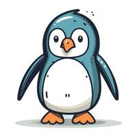 Cute penguin cartoon. Vector illustration isolated on white background.