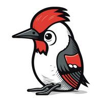 Vector image of a cute cartoon woodpecker on a white background