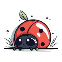 Cute ladybug on white background. Cute vector illustration.