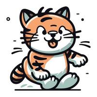 Cute cartoon tiger. Vector illustration isolated on a white background.