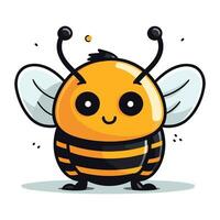 Cute cartoon bee. Vector illustration. Isolated on white background.