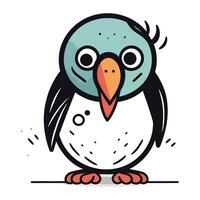Penguin doodle vector illustration. cute cartoon penguin