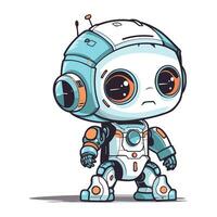 Cute cartoon robot. Vector illustration isolated on a white background.