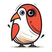 Vector illustration of cute cartoon red bird. Isolated on white background.