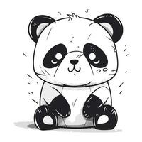 Cute panda cartoon vector illustration. Hand drawn panda.