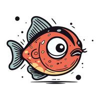 Funny cartoon fish. Vector illustration isolated on a white background.