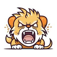 Angry Cartoon Lion Mascot Character. Vector Illustration.