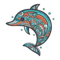 Dolphin. Hand drawn vector illustration in doodle style.