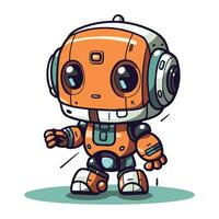 Cute cartoon robot. Isolated on white background. Vector illustration.