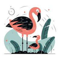 Flamingo vector illustration in flat style. Exotic bird.