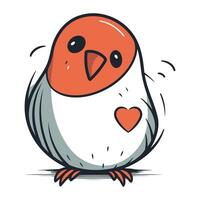 ilustración de un linda pequeño pájaro con corazón en sus pico vector