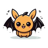 Cute Bat Character Vector Illustration. Mascot Design Concept