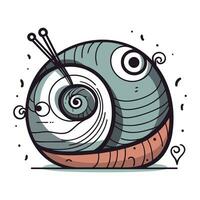 Cartoon snail. Vector illustration of a snail. Hand drawn snail.