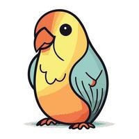 Cute parrot isolated on white background. Vector cartoon illustration.