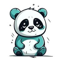 Cute cartoon panda with sad expression. Vector illustration isolated on white background.