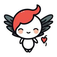 Cute Cupid Vector Illustration. Cute Cupid Cartoon Character.