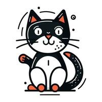 Cute cartoon cat character. Vector illustration in line art style.