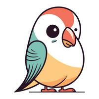 Cute cartoon parrot. Vector illustration. Isolated on white background.