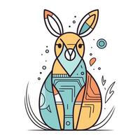 vector línea Arte ilustración de un linda canguro sentado en un huevo.