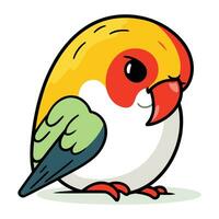 Vector illustration of a cute cartoon parrot on a white background.