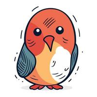 Cute little bird. Vector illustration. Isolated on white background.