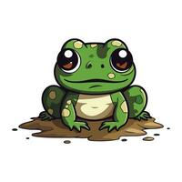 Cartoon frog. Vector illustration of a green frog isolated on white background.