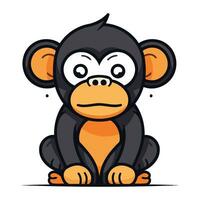 Monkey Cartoon Mascot Character Vector Illustration. Animal Character