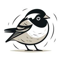 Cartoon tit bird isolated on white background. Vector Illustration.
