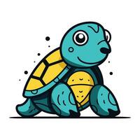 linda pequeño bebé tortuga. vector ilustración en plano dibujos animados estilo.