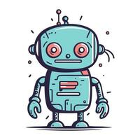 Cute cartoon robot. Vector illustration. Isolated on white background.