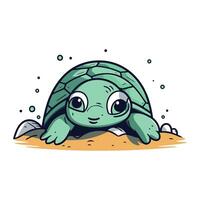 Cute cartoon turtle. Vector illustration isolated on a white background.