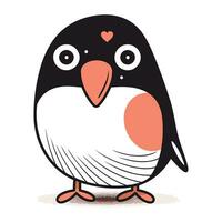 Penguin vector illustration. Cute cartoon penguin in love.