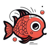 Cute cartoon fish. Vector illustration. Isolated on white background.