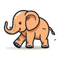 Cute cartoon elephant. Vector illustration isolated on a white background.