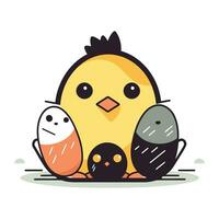 Chick and egg vector illustration. Cute chick and egg.