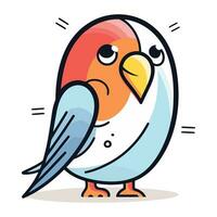 Vector illustration of cute cartoon parrot. Isolated on white background.