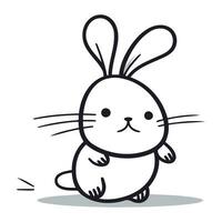 Cute cartoon rabbit. Vector illustration. Hand drawn doodle.