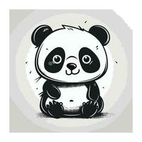 Cute panda. Hand drawn vector illustration in cartoon style.