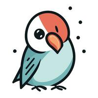 Cute cartoon doodle bird. Hand drawn vector illustration.