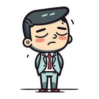 Sad Businessman   Cartoon Vector Illustration of Stressed Businessman Character