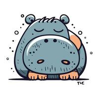 Cute hippopotamus. Vector illustration of a cartoon hippo.