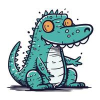 Cute cartoon crocodile. Vector illustration of a crocodile.