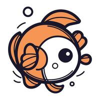 Cute cartoon fish isolated on white background. Vector illustration in doodle style.