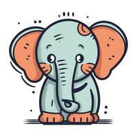 Cute cartoon elephant. Vector illustration. Isolated on white background.