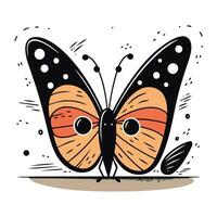 Butterfly isolated on white background. Hand drawn vector illustration.