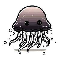 Cute Jellyfish Cartoon Mascot Character Vector Illustration.