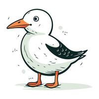 Cute cartoon seagull. Vector illustration isolated on white background.