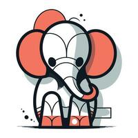 Vector illustration of cartoon elephant in flat style. Isolated on white background.