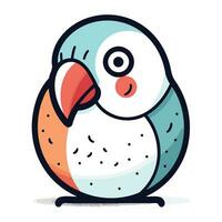 Cute cartoon parrot. Vector illustration. Isolated on white background.